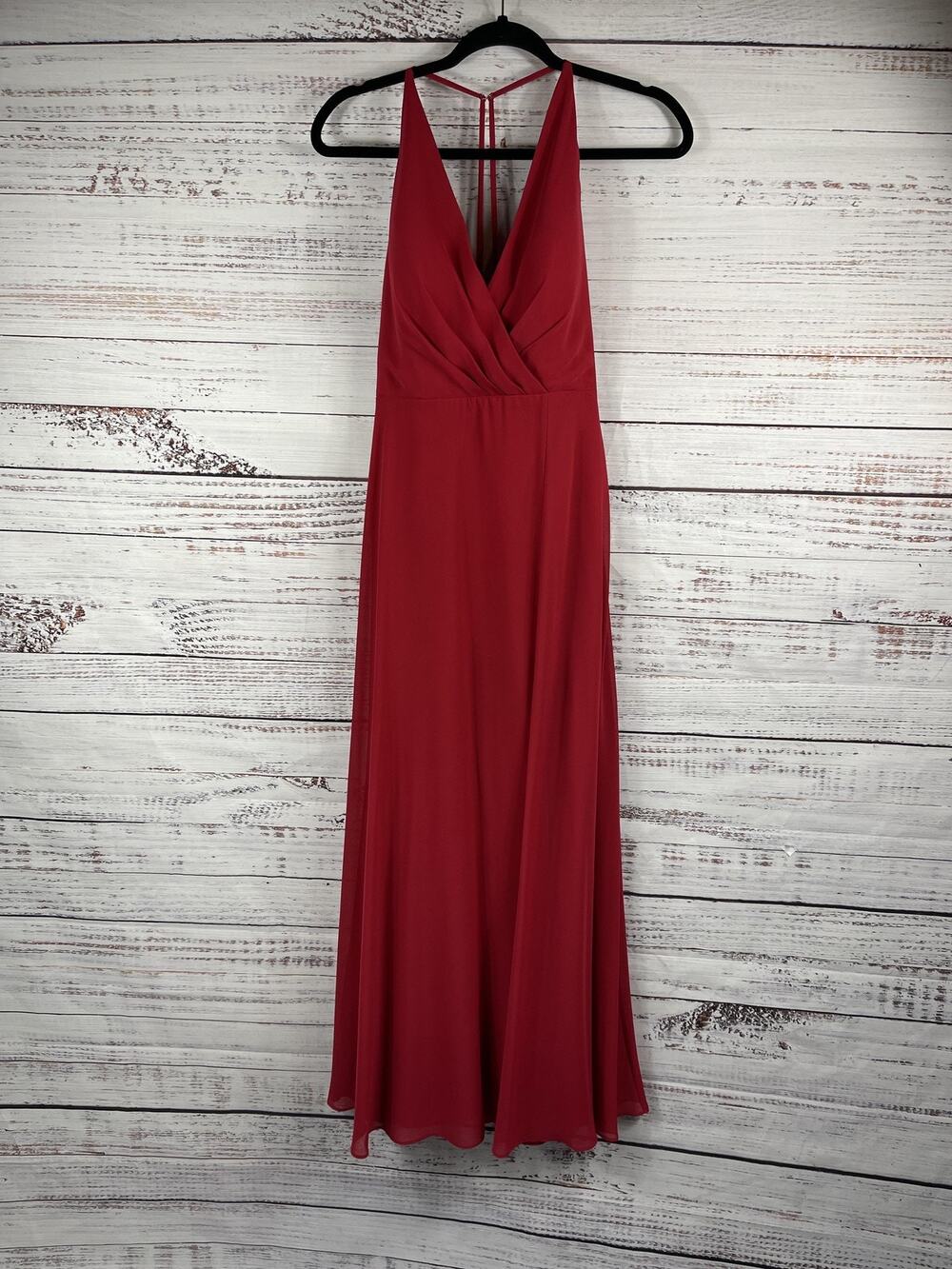 Jenny Yoo Collection Dress Women's SZ 8 Red Maxi Sleeveless Formal Evening Gown